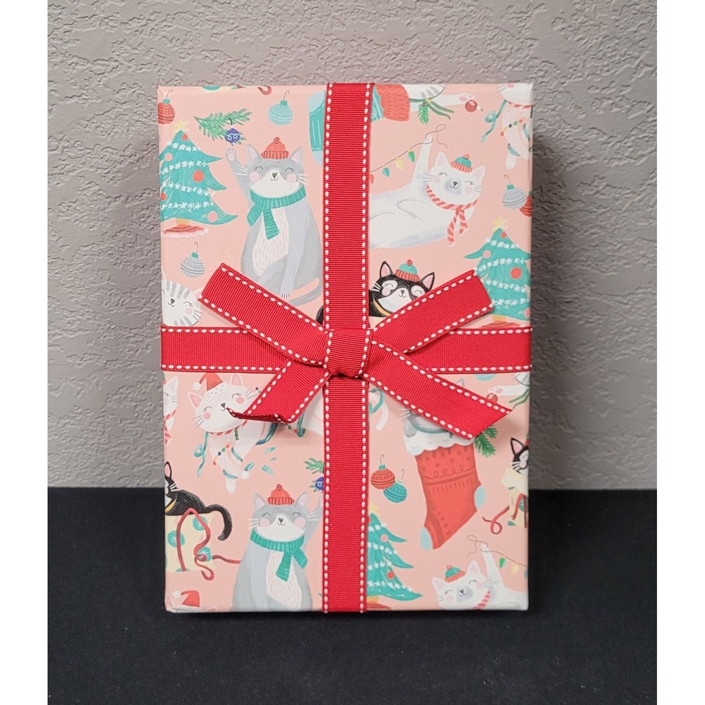 Clementine Paper Inc. Christmas Holiday Decor Cats Gift Storage Box 9x6x2 inch